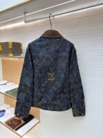 Louis Vuitton black and gold embroidered collar denim jacket - Image 3