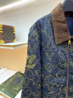 Louis Vuitton black and gold embroidered collar denim jacket - Image 5