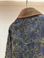 Louis Vuitton black and gold embroidered collar denim jacket - Image 16