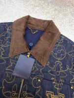 Louis Vuitton black and gold embroidered collar denim jacket - Image 15