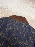 Louis Vuitton black and gold embroidered collar denim jacket - Image 14