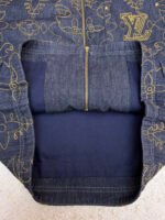 Louis Vuitton black and gold embroidered collar denim jacket - Image 9