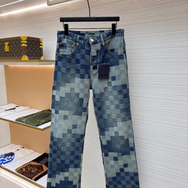 Louis Vuitton checkered mosaic jeans