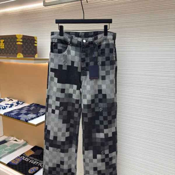 Louis Vuitton checkered mosaic jeans