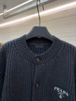 Prada intarsia chunky knit wool cardigan sweater - Image 4