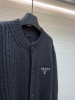 Prada intarsia chunky knit wool cardigan sweater - Image 9