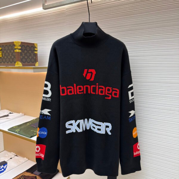 Balenciaga SKI Collection Letter Jacquard Turtleneck Sweater