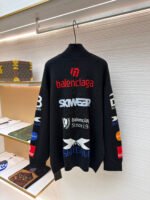 Balenciaga SKI Collection Letter Jacquard Turtleneck Sweater - Image 3