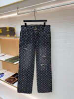 Louis Vuitton Limited Edition Distressed Jacquard Little Red Man Embroidered Jeans
