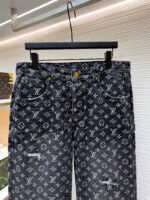 Louis Vuitton Limited Edition Distressed Jacquard Little Red Man Embroidered Jeans - Image 4