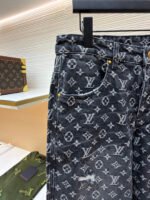 Louis Vuitton Limited Edition Distressed Jacquard Little Red Man Embroidered Jeans - Image 5