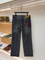 Louis Vuitton Limited Edition Distressed Jacquard Little Red Man Embroidered Jeans - Image 3