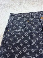 Louis Vuitton Limited Edition Distressed Jacquard Little Red Man Embroidered Jeans - Image 12