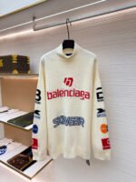 Balenciaga SKI Collection Letter Jacquard Turtleneck Sweater