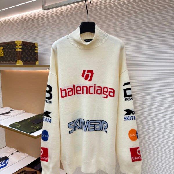 Balenciaga SKI Collection Letter Jacquard Turtleneck Sweater