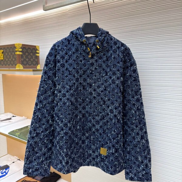 Louis Vuitton all-over print hooded denim jacket