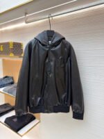 Celine leather hooded jacket