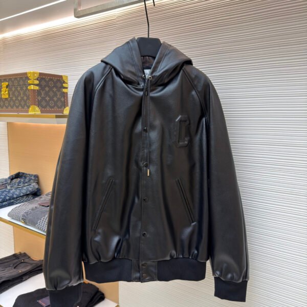 Celine leather hooded jacket