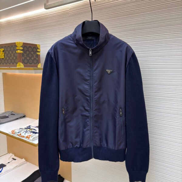 Prada triangular logo knitted nylon jacket