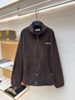 Miu Miu stand-collar fleece zip-up jacket