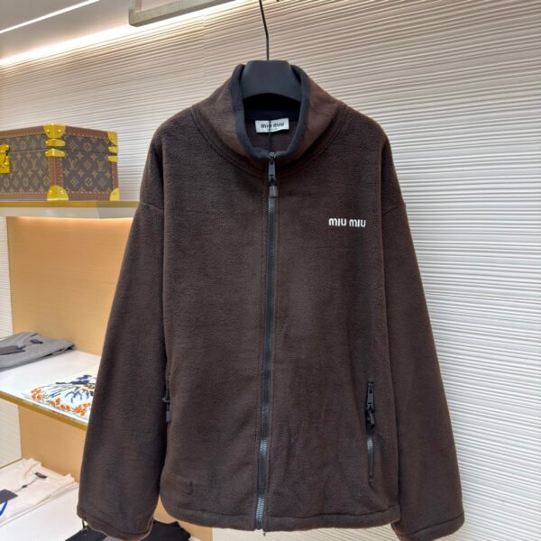 Miu Miu stand-collar fleece zip-up jacket