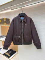 Prada triangle logo zippered pocket cotton jacket