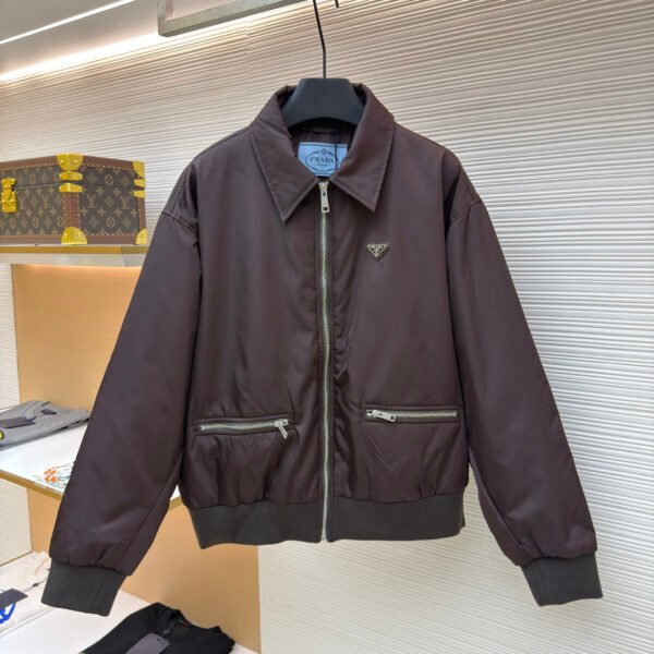 Prada triangle logo zippered pocket cotton jacket