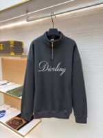 Dior flocked print half-zip stand-up collar sweatshirt