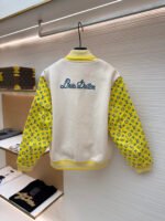 Louis Vuitton cartoon polka dot dog embroidered all-over leather-sleeved baseball jacket - Image 3