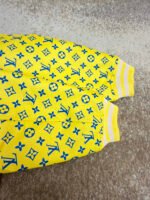 Louis Vuitton cartoon polka dot dog embroidered all-over leather-sleeved baseball jacket - Image 13