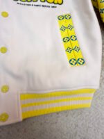 Louis Vuitton cartoon polka dot dog embroidered all-over leather-sleeved baseball jacket - Image 10