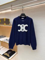 Celine Arc de Triomphe Terry Embroidered Crew Neck Sweater [Women's Clothing]