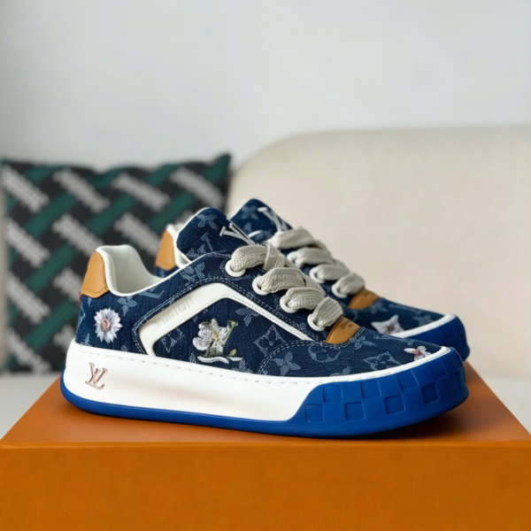 LOUIS VUITTON TILTED CANVAS LEATHER BOARD SHOES