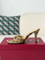 Gucci Horsebit Canvas High-HeeledSandals, 8.5cm - Image 4