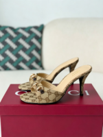 Gucci Horsebit Canvas High-HeeledSandals, 8.5cm - Image 2
