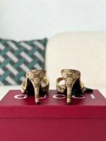 Gucci Horsebit Canvas High-HeeledSandals, 8.5cm - Image 3