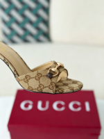 Gucci Horsebit Canvas High-HeeledSandals, 8.5cm - Image 8