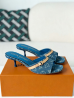 Louis Vuitton Denim High-Heeled Mules