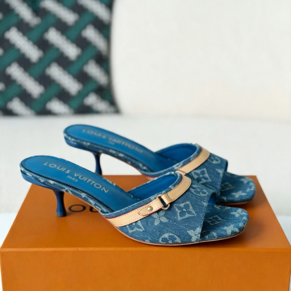 Louis Vuitton Denim High-Heeled Mules