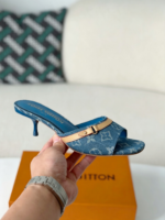 Louis Vuitton Denim High-Heeled Mules - Image 6