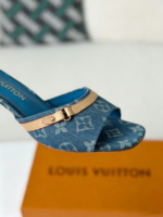 Louis Vuitton Denim High-Heeled Mules - Image 7