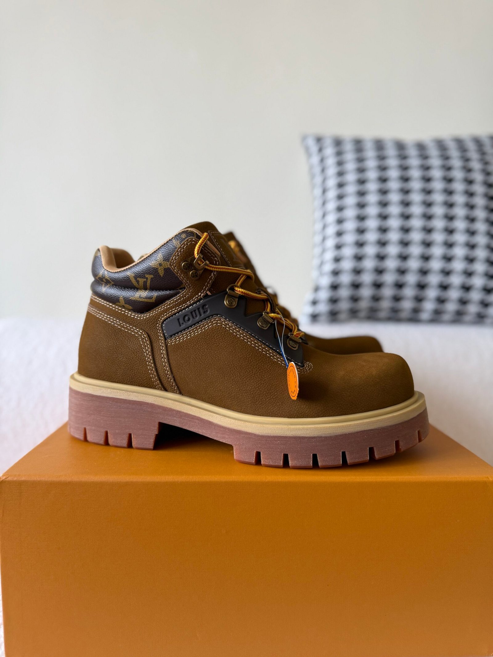 1 (1) Louis Vuitton REMIX Men's Monogram Work Boots - Image 1